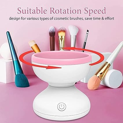 Fennec Mart Electric Makeup Brush Cleaner Machine Automatic Cosmetic Paint Brush Cleaner Spinner Mat Pink - Image 2