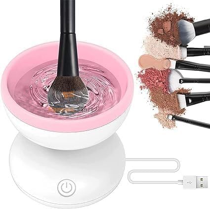 Fennec Mart Electric Makeup Brush Cleaner Machine Automatic Cosmetic Paint Brush Cleaner Spinner Mat Pink - Image 1