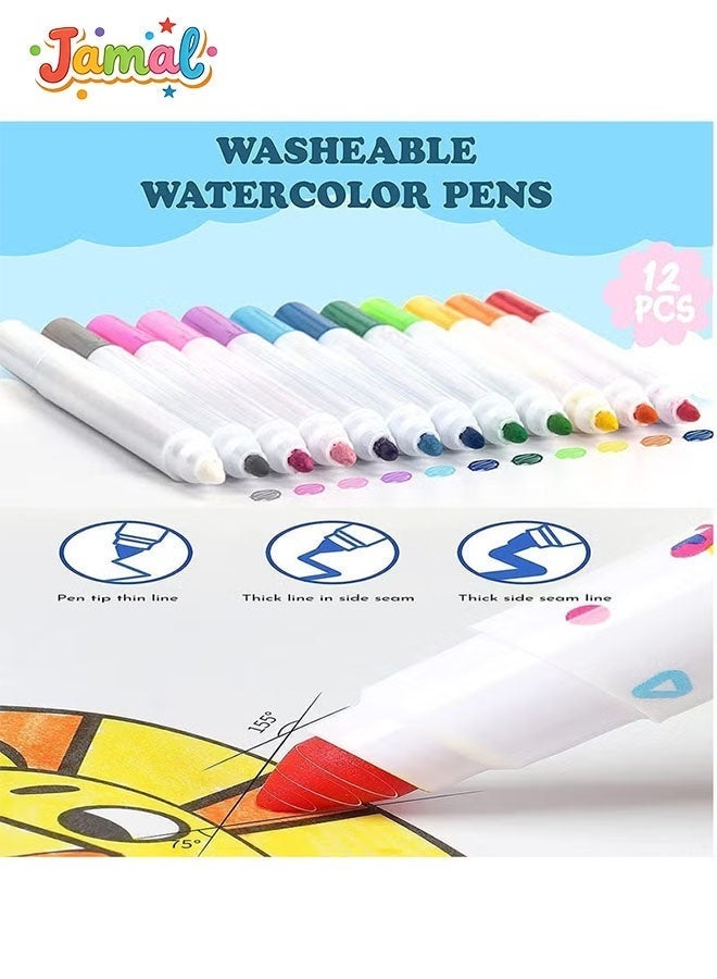 Jamal Erasable 14-page coloring book for Kids 3+, Reusable Drawing Pad for Toddlers, Birthday u0026 Halloween Gifts with 12 Colored Pens(Blue kitten) - Image 2