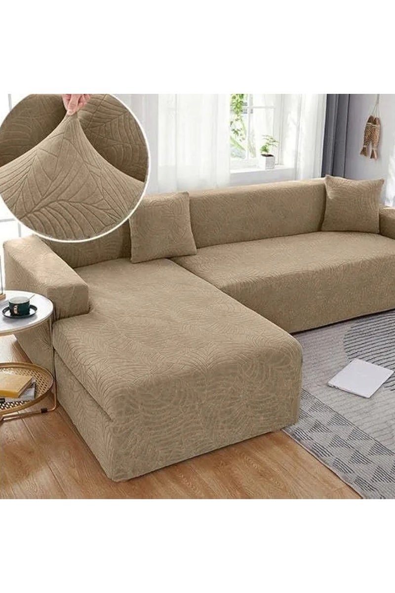 غطاء أريكة زاوية على شكل حرف L مصنوع من قماش تركي ثقيل، مجموعة من قطعتين (كافيه)