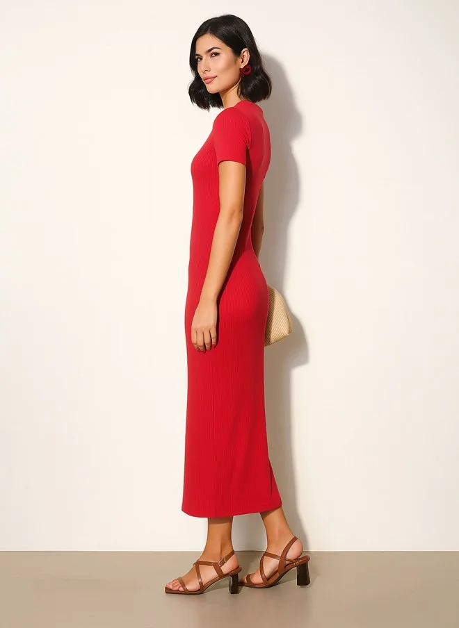 SASSAFRAS Red Bodycon Dress for Women
