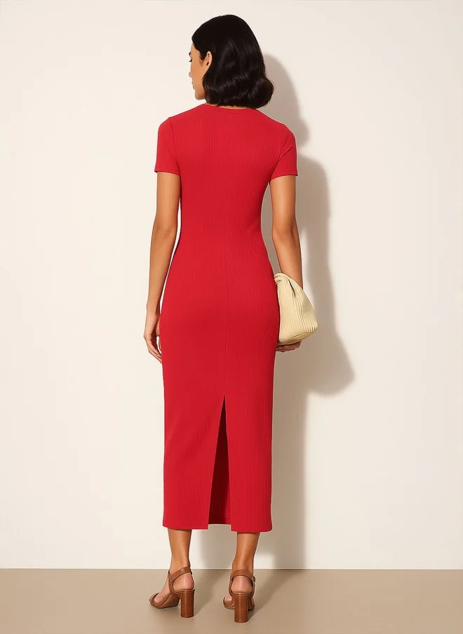 SASSAFRAS Red Bodycon Dress for Women
