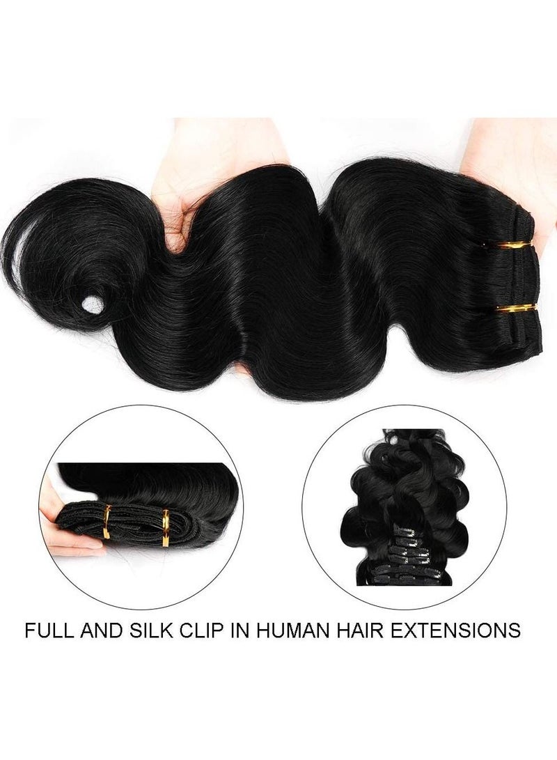 Estelle Clip in Remy Human Hair Extensions for Woman, Body Wave 100g ,7 Pieces ,16 Clips (Middle Brown) - Image 3
