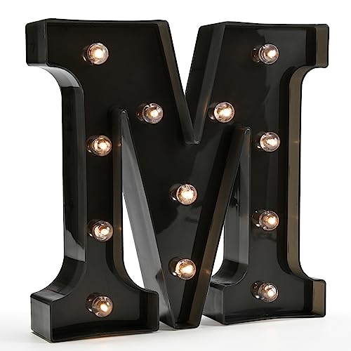 OYCBUZO Light Up Black Alphabet Marquee Letters Sign LED Marquee Number Lights Sign for Night Light Home Bar Christmas Party Lamp Wedding Birthday Decoration M - Image 1