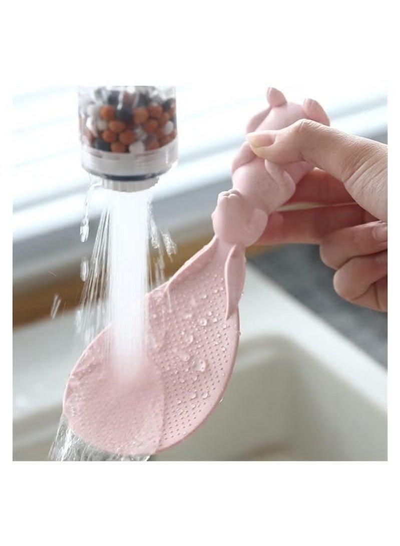 Happy Home 5pcs Creative Standing Rabbit Rice Spoon - Cute and Non-Stick Rice Serving Tool, Practical Kitchen Spoon Stands on Its Own for Easy and Clean Rice Serving, Flexible and Food Safe Design for Daily and Home Use - Image 2