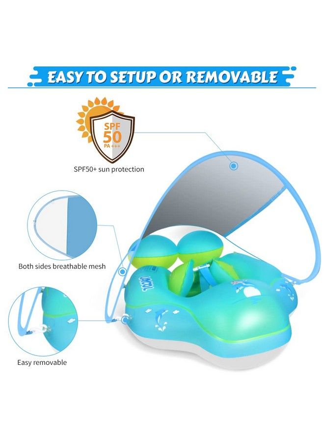 LAYCOL Baby Swimming Pool Float With Removable Upf 50+ Uv Sun Protection Canopy Toddler Inflatable Pool Float For Age Of 3 36 Months Swimming Trainer (Blue L) - Image 4