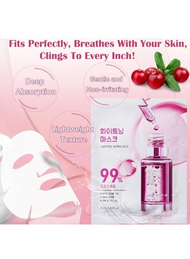 Kormesic 10PCS Niacinamide Face Sheet Masks Radiance-Boosting and Pore-Refining Look, Korean Facial Mask for Oily and Dull Skin, Skincare for Women and Men - Image 5