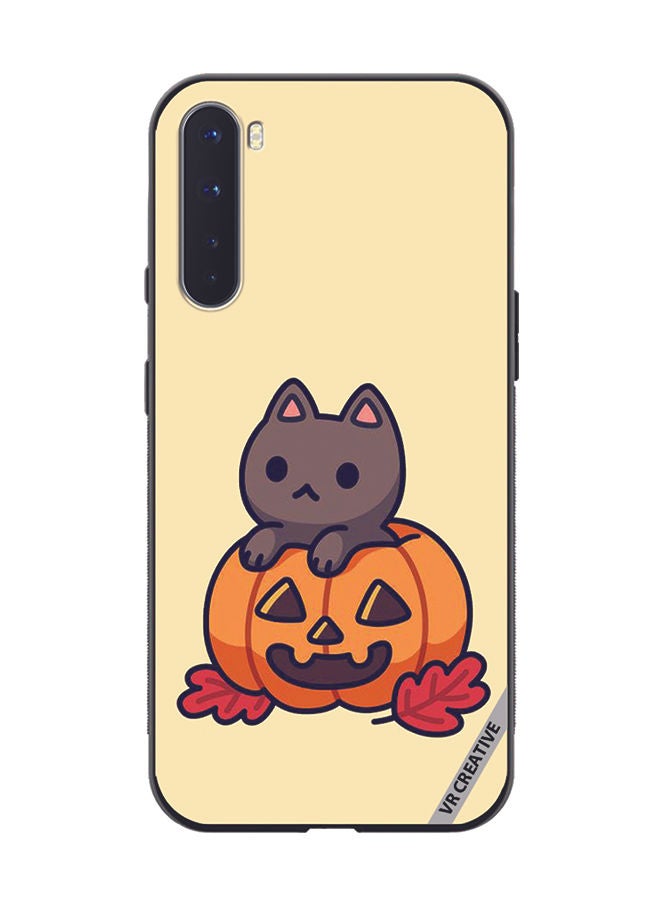 VR CREATIVE Protective Case Cover For OnePlus Nord Cat In A Pumpkin Design Multicolour - Image 1