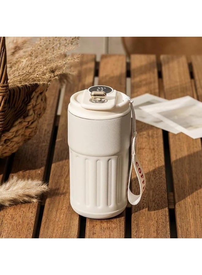 كوب حراري بشاشة رقمية لعرض درجة الحرارة وحزام يد للحمل. - Image 1