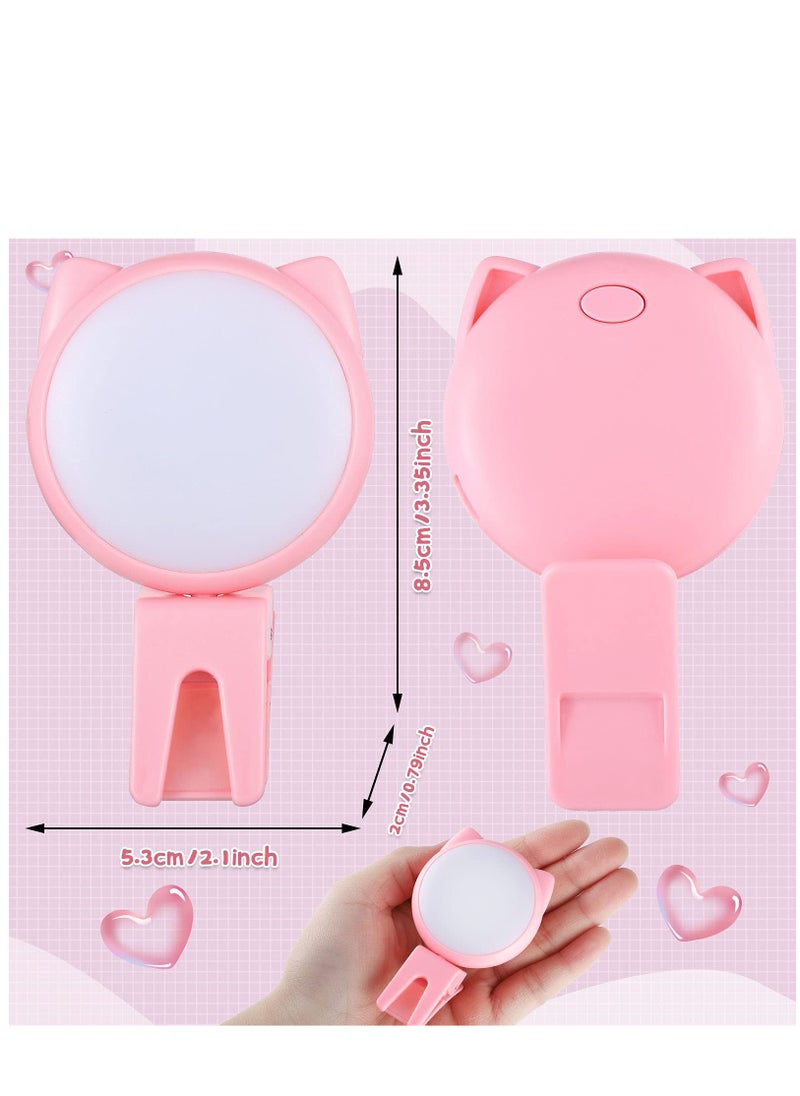 KASTWAVE Selfie Ring Light Selfie Clip on Ring Light Mini Rechargeable 9 Level Adjustable Brightness Ring Light Portable Clip on Selfie Fill Light for Phone Laptop Video Photography Girl Makes up (Pink, Blue)  - Image 2