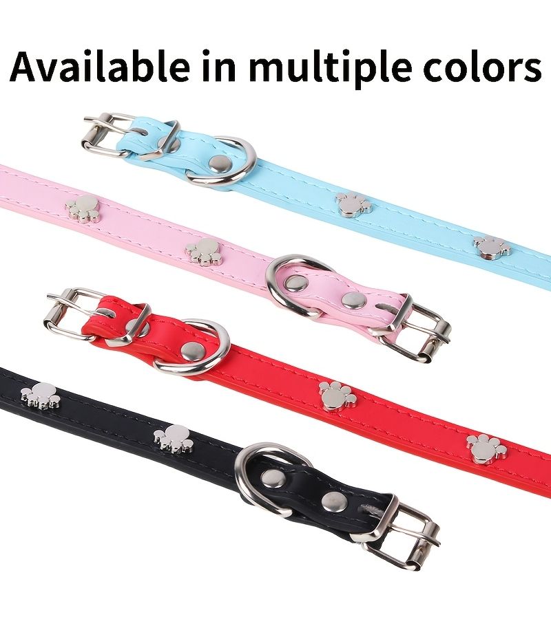 Custom Red Engravable Dog Collar With Phone Number Adjustable PU Puppy Collar For Small Medium Large Dogs Identification Training And Daily Wear Pet Accessories - Image 4
