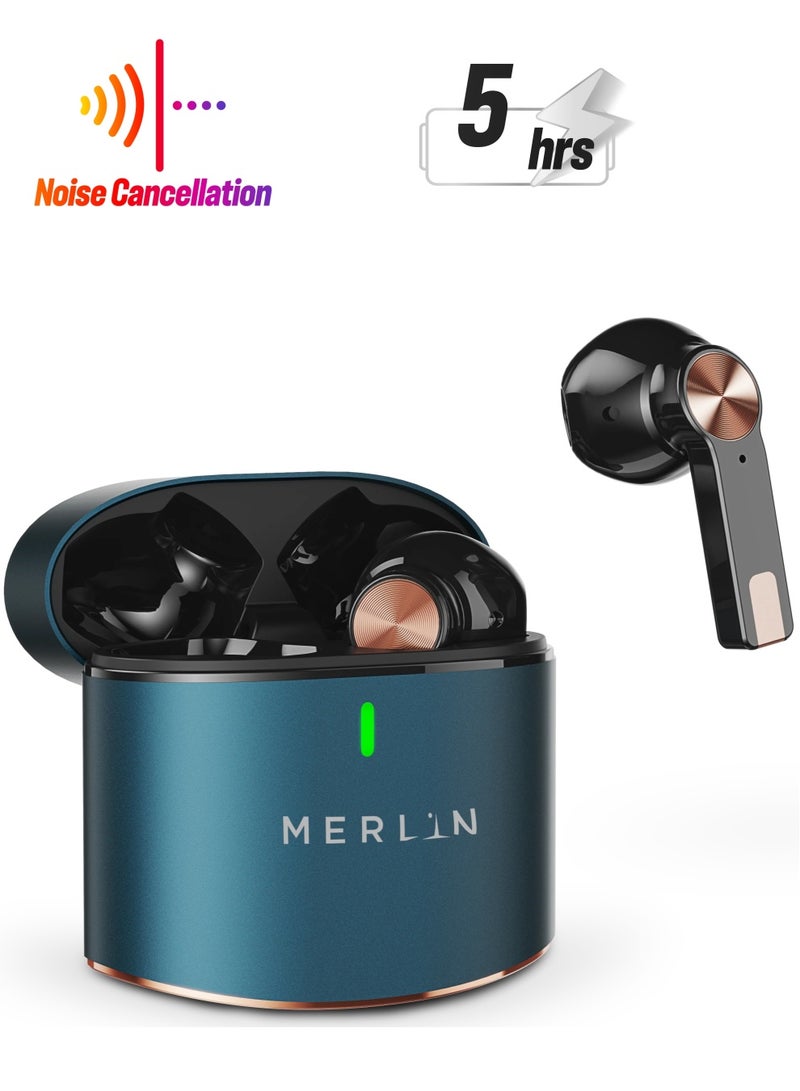 Merlin Sonic Air Pro True Wireless Earbuds with Noise Reduction, HD Calls, Touch Control, Ergonomic Fit, 5H Playback, Stereo Sound, Bluetooth Earbuds with Deep Bass & 2-Year Warranty - Image 1