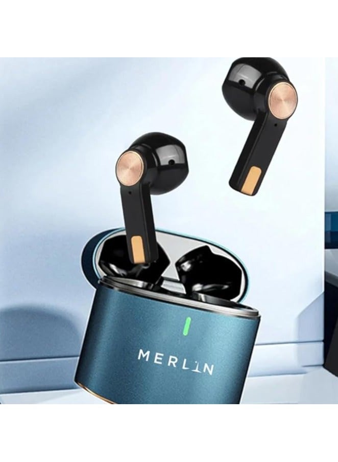 Merlin Sonic Air Pro True Wireless Earbuds with Noise Reduction, HD Calls, Touch Control, Ergonomic Fit, 5H Playback, Stereo Sound, Bluetooth Earbuds with Deep Bass & 2-Year Warranty - Image 3