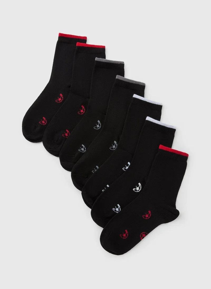 Matalan 7 Pack Boys Black Football Socks