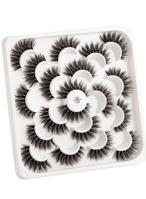 False Eyelashes 10 Pairs Black Natural Full Eyelash for Women Easy to Stick on Upper Lash Line