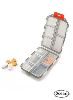 Ocean Pill Case Travel Pill Organizer, Pill Box for Purse Vitamin Fish Oil 10 Compartments Container Medicine Box  - Image 1