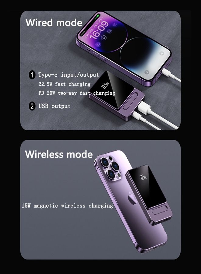 Kelesa 10000mAh Magnetic Wireless Power Bank Portable Charger PD 22.5W Type-C Input/Output 15W Wireless Charging Compatible with IPhone.Samsung. HuaWei. XiaoMi. Honor - Image 2