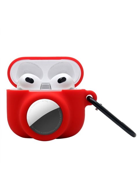 Case Cover 2 in 1 Shockproof Full Coverage Silicone Protective Case For AirPods 3 / AirTag Red