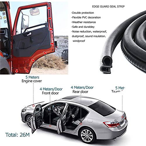 Tintvent Rubber Edge Trim 23Ft Car Door Seal Strip with Side Bulb, Automotive Weather Stripping Edge Guard Universal Fit for Camper Van, Trucks, SUV, RV - Image 4