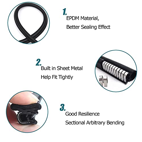 Tintvent Rubber Edge Trim 23Ft Car Door Seal Strip with Side Bulb, Automotive Weather Stripping Edge Guard Universal Fit for Camper Van, Trucks, SUV, RV - Image 3