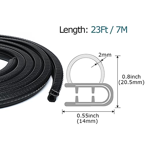 Tintvent Rubber Edge Trim 23Ft Car Door Seal Strip with Side Bulb, Automotive Weather Stripping Edge Guard Universal Fit for Camper Van, Trucks, SUV, RV - Image 2