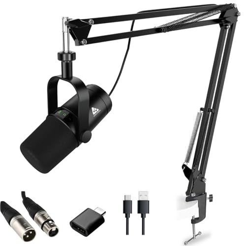 Audio Array AM-C44 Pro XLR/USB Professional Dynamic Microphone Kit | Built-in Monitoring | One Touch Mute & Volume Control | 192kHz/24bit Full Metal Build | 2M XLR & USB Cable | Streaming & Podcasting - Image 1