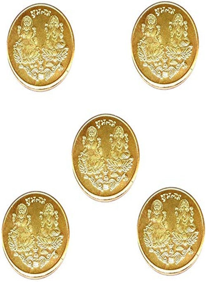 BANSIGOODS Dhanteras Diwali Gold Plated German Silver Coins laxmi Ganesh sikka for Gift Pack of 5pc - Image 1
