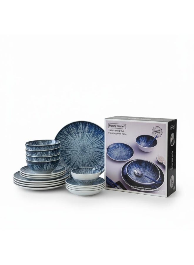 داني هوم طقم طعام من البورسلين الملون مكون من 24 قطعة - Image 2