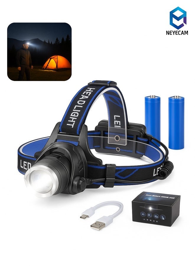 Neyecam 1000 Lumen Motion Sensor Headlamp, 2000mAh USB Rechargeable LED Headlight, Zoomable IPX4 Waterproof with 3 Modes for Camping, Hiking, Hunting - Image 1