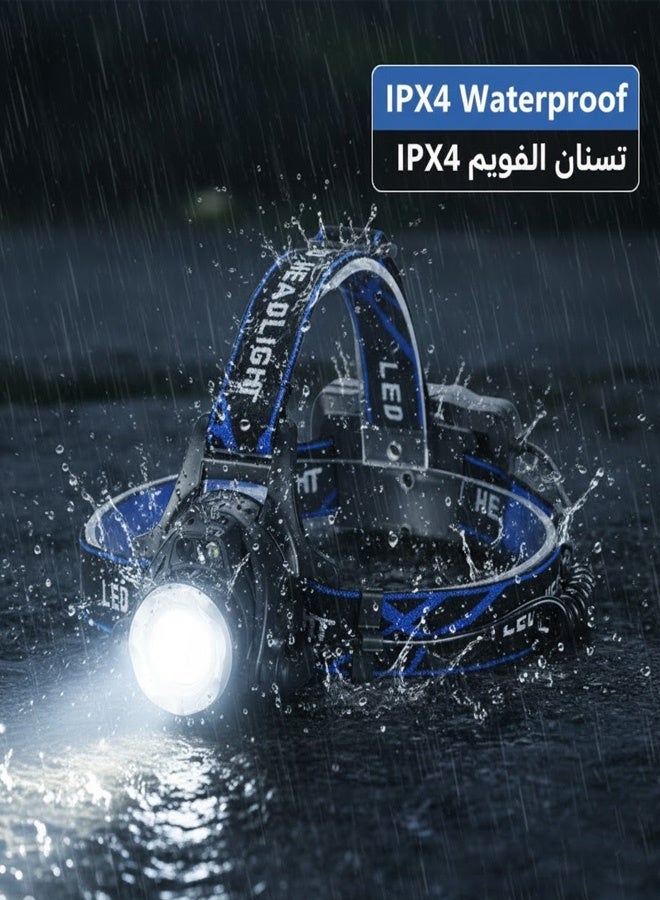 Neyecam 1000 Lumen Motion Sensor Headlamp, 2000mAh USB Rechargeable LED Headlight, Zoomable IPX4 Waterproof with 3 Modes for Camping, Hiking, Hunting - Image 3