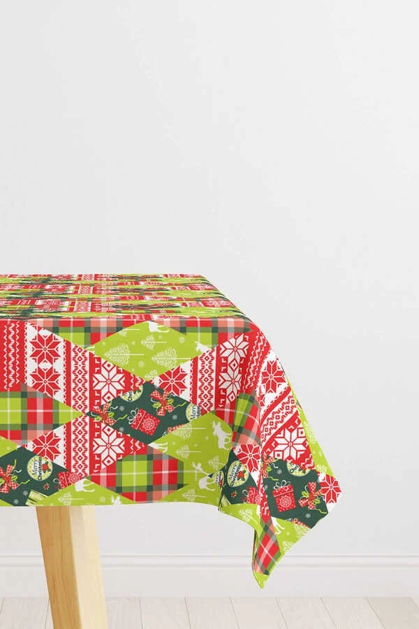 Cango Home New Year Patterns Deer Pine Tree Digital Printed Tablecloth