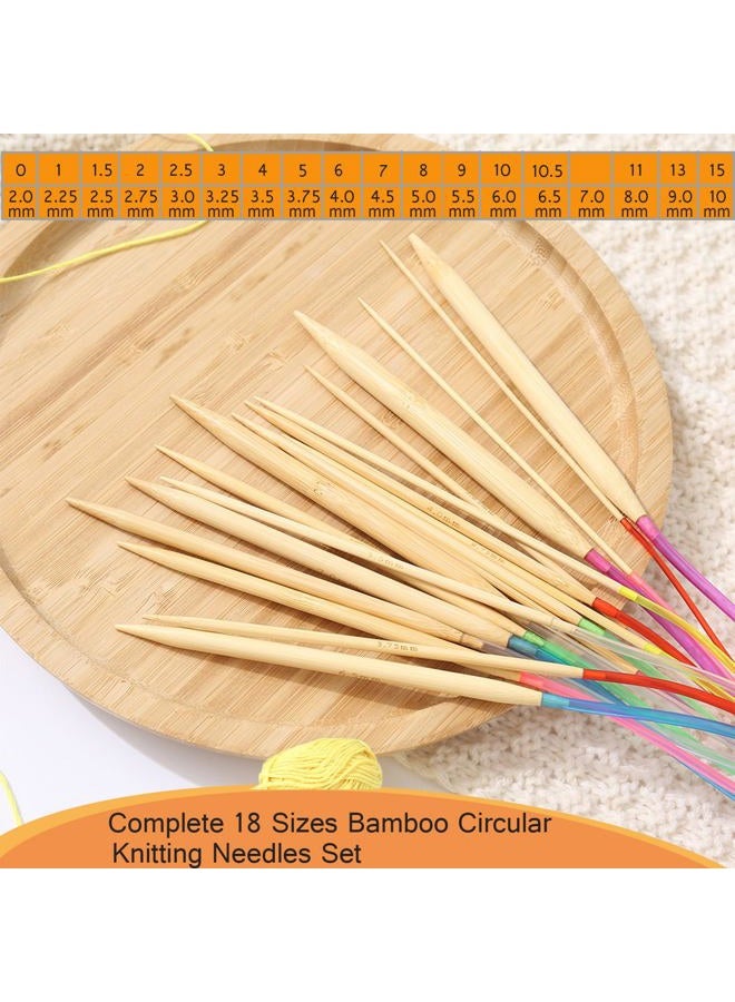 Mdoker 18 Pairs Bamboo Knitting Needles Set Circular Wooden Knitting Needles with Colorful Plastic Cable Size 2mm-10mm,Knitting Needle for DIY Craft(60cm/24inch) - Image 5