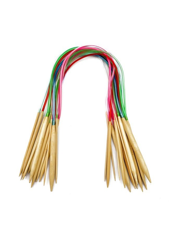 Mdoker 18 Pairs Bamboo Knitting Needles Set Circular Wooden Knitting Needles with Colorful Plastic Cable Size 2mm-10mm,Knitting Needle for DIY Craft(60cm/24inch) - Image 1