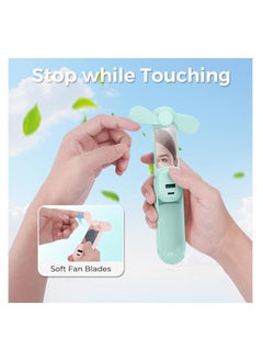 OUYoo OUYoo Handheld Portable Fan,5 in 1 Mini Fan,USB Rechargeable Pocket Small Fan，Power Bank,Flashlight,Mirror,Mobile Phone Holder,Outdoor,Travel,Summer,Gifts For Women (White)  - Image 5
