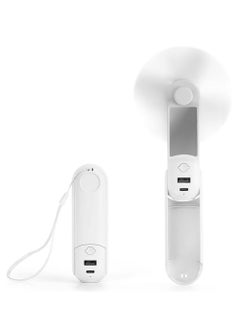 OUYoo OUYoo Handheld Portable Fan,5 in 1 Mini Fan,USB Rechargeable Pocket Small Fan，Power Bank,Flashlight,Mirror,Mobile Phone Holder,Outdoor,Travel,Summer,Gifts For Women (White)  - Image 1