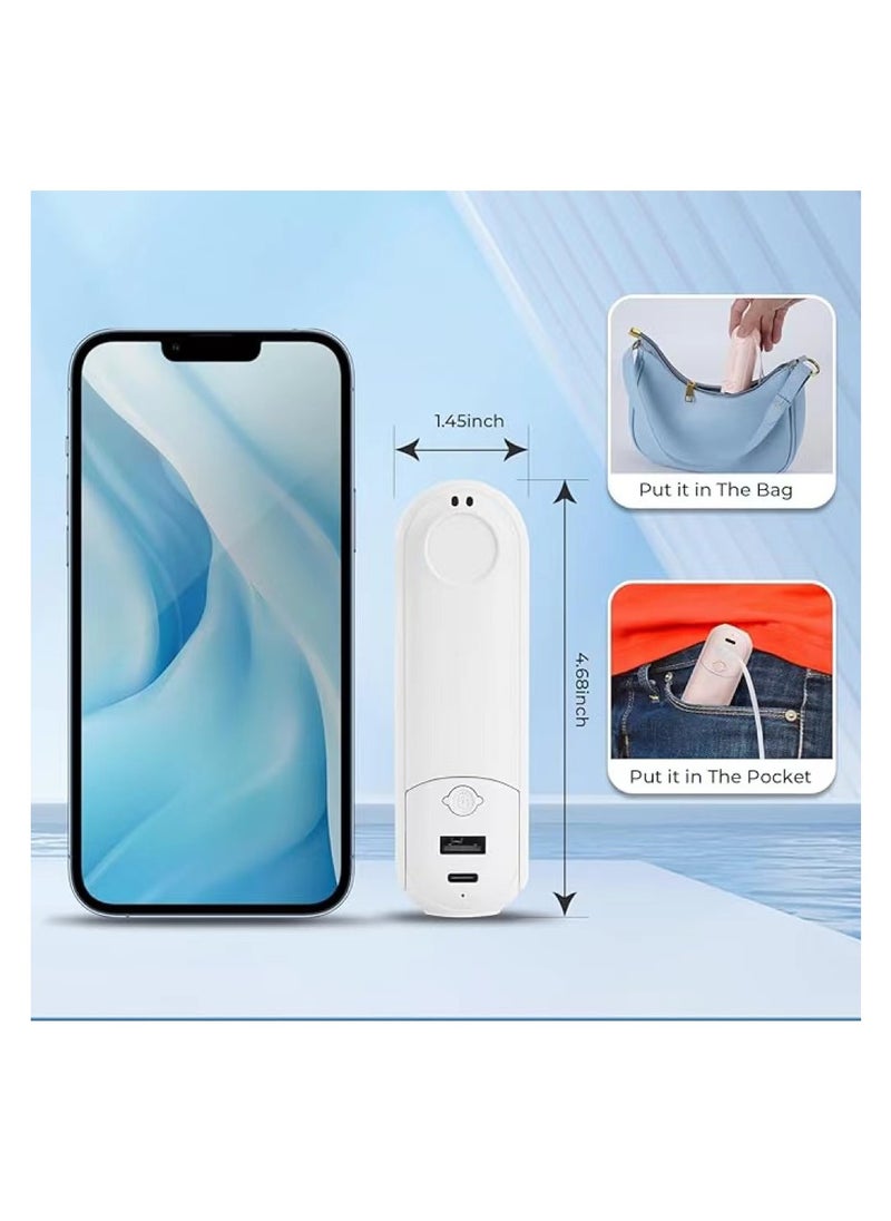OUYoo OUYoo Handheld Portable Fan,5 in 1 Mini Fan,USB Rechargeable Pocket Small Fan，Power Bank,Flashlight,Mirror,Mobile Phone Holder,Outdoor,Travel,Summer,Gifts For Women (White)  - Image 3
