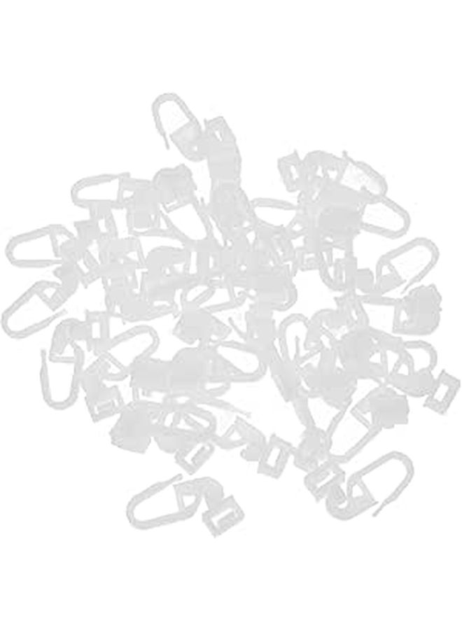 36 Pack White Plastic Curtain Hooks Rail Pulley For Shower Bathroom Sliding Window - Image 1