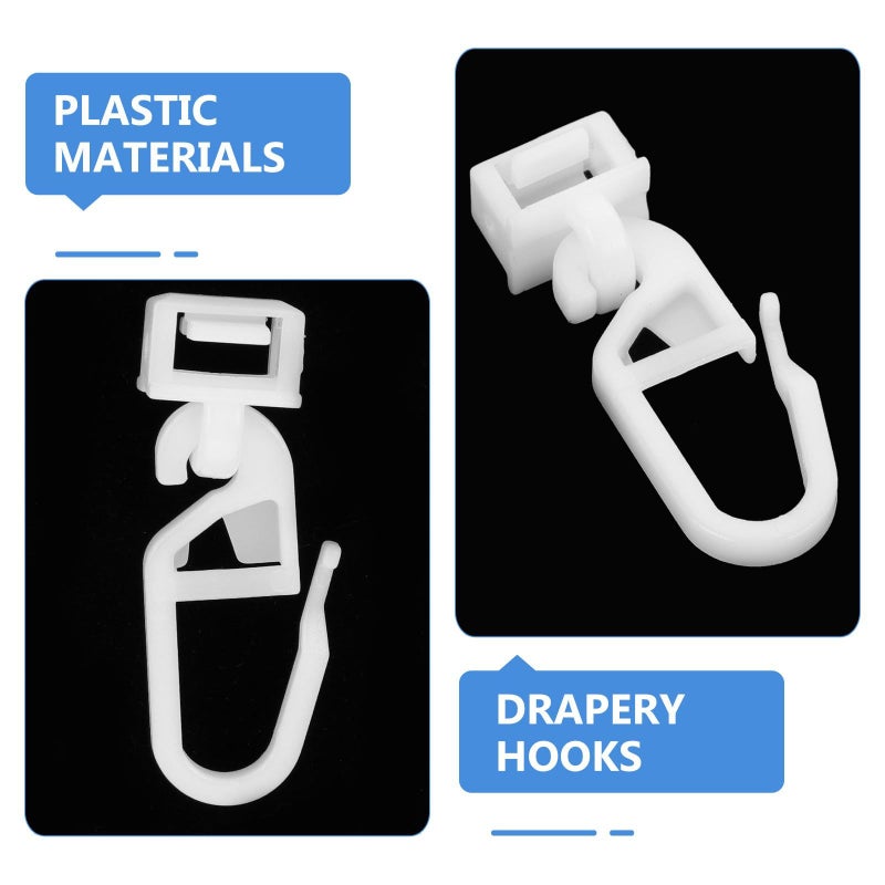 36 Pack White Plastic Curtain Hooks Rail Pulley For Shower Bathroom Sliding Window - Image 4