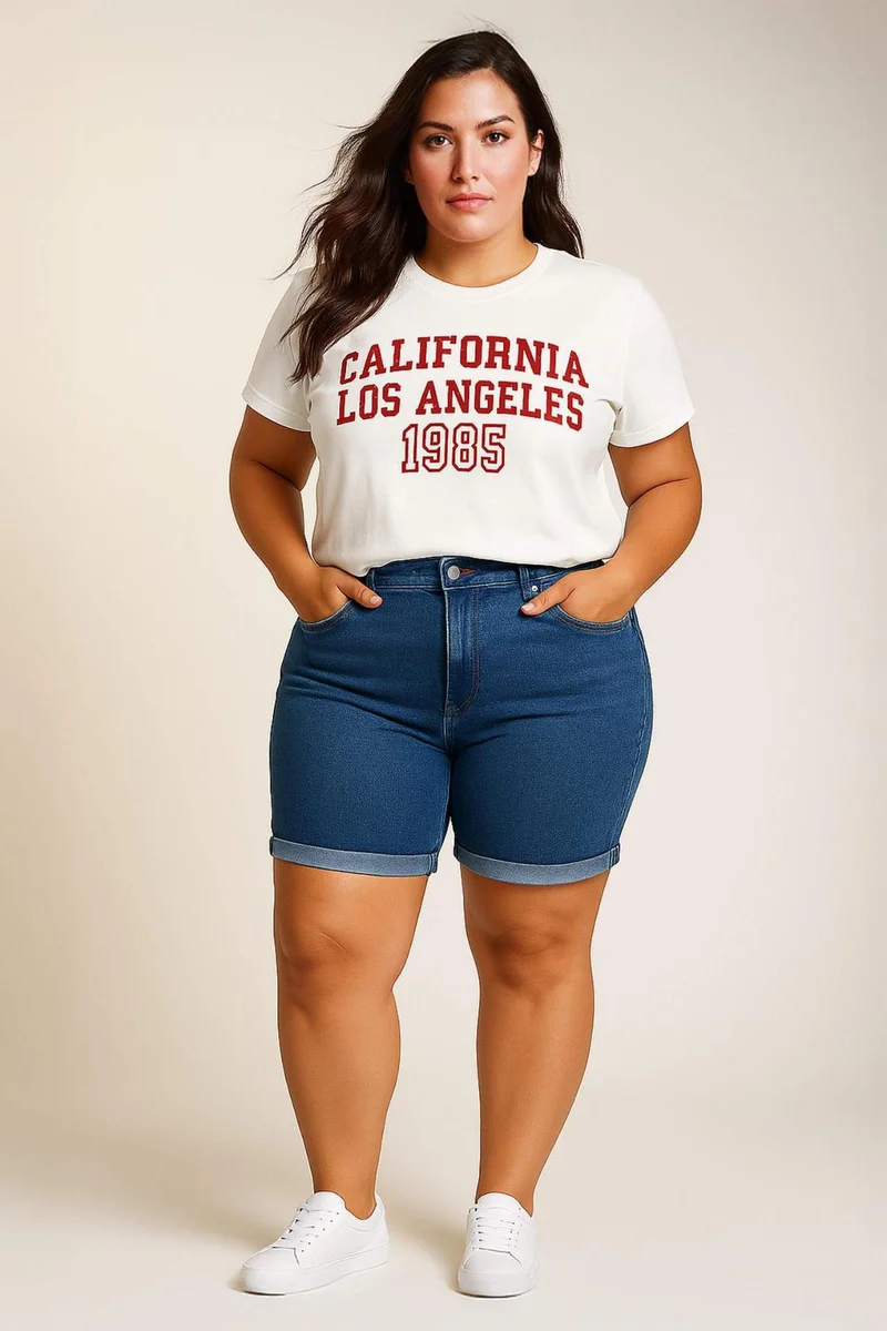 ديفاكتو Normal Waist Folded Leg Denim Shorts
