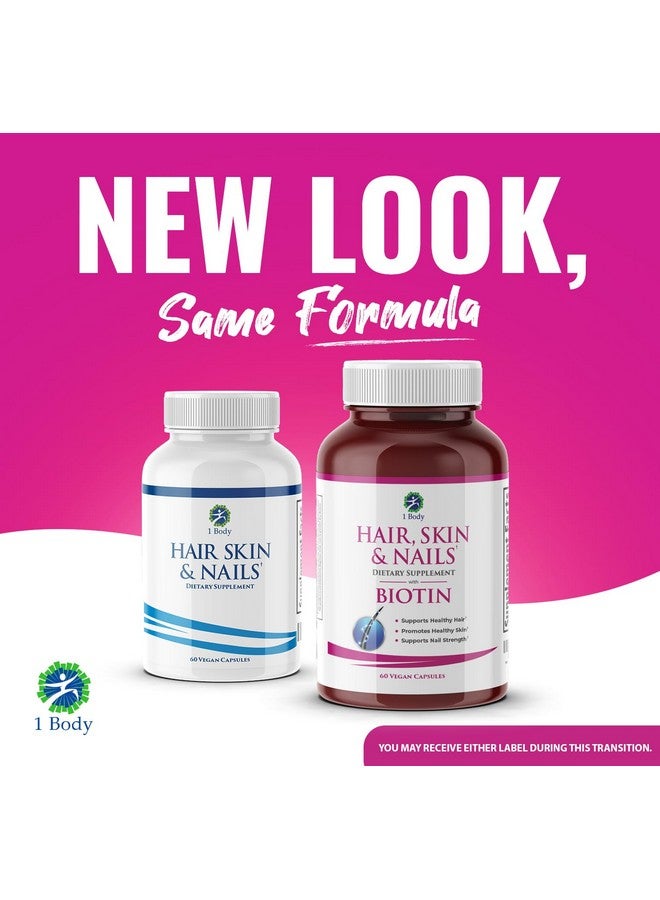 1 Body مكمل فيتامين للشعر والبشرة والأظافر مع البيوتين، عبوة من زجاجتين، تركيبة للنمو للرجال والنساء - Image 3
