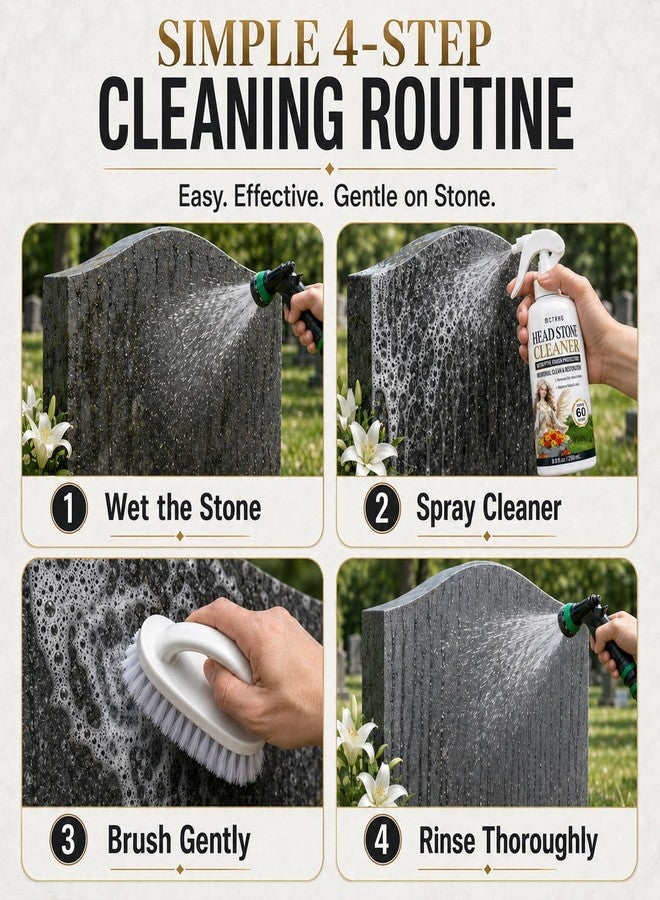 MCTRHG Headstone Cleaner for Graves, Tombstone, Gravestone & Headstone, Removes Dirt, Moss & Other Grime, for Restoring Natural Luster on Granite, Stone, Marble, Slate, Concrete & More, 8.8 oz - Image 4