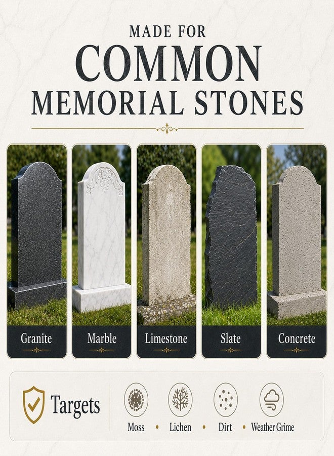 MCTRHG Headstone Cleaner for Graves, Tombstone, Gravestone & Headstone, Removes Dirt, Moss & Other Grime, for Restoring Natural Luster on Granite, Stone, Marble, Slate, Concrete & More, 8.8 oz - Image 3