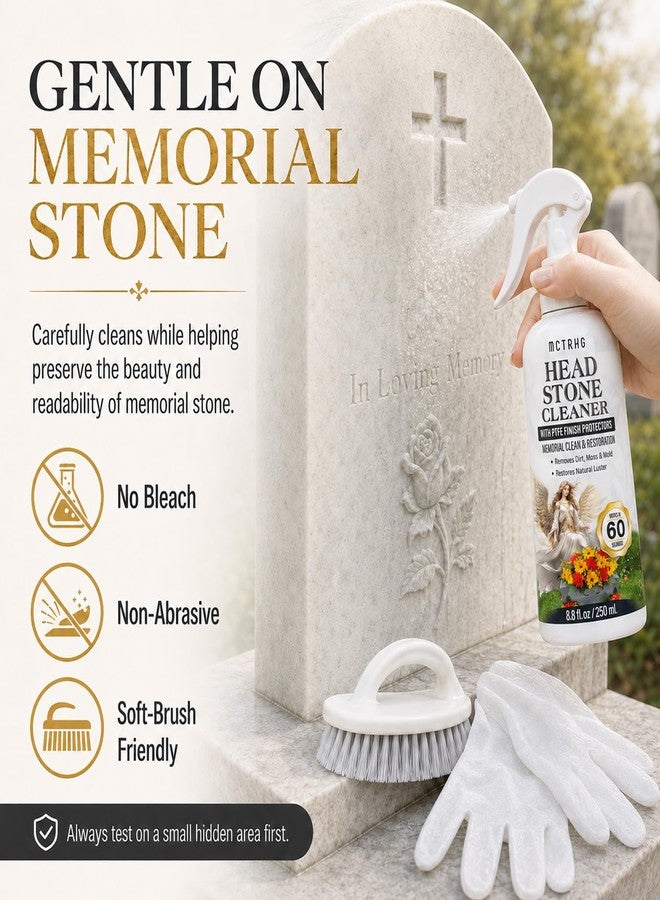 MCTRHG Headstone Cleaner for Graves, Tombstone, Gravestone & Headstone, Removes Dirt, Moss & Other Grime, for Restoring Natural Luster on Granite, Stone, Marble, Slate, Concrete & More, 8.8 oz - Image 5