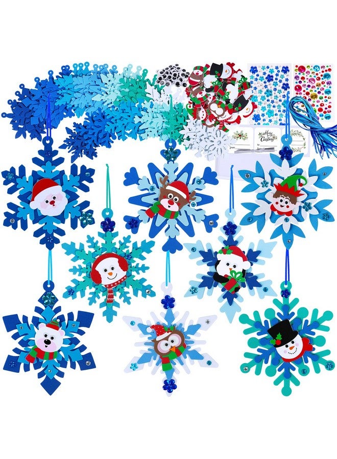 Winlyn 24 Sets Christmas Craft Kits Winter Crafts Diy Christmas Snowflake Ornaments Decorations Art Sets Foam Snowman Santa Owl Christmas Stickers For Kids Holiday Classroom Activities Party Favors - Image 1