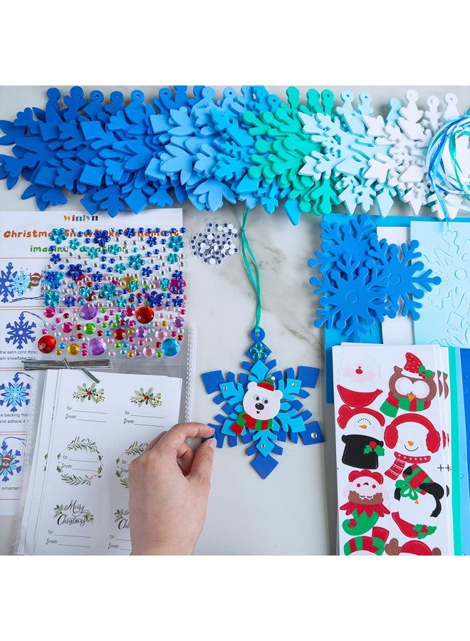 Winlyn 24 Sets Christmas Craft Kits Winter Crafts Diy Christmas Snowflake Ornaments Decorations Art Sets Foam Snowman Santa Owl Christmas Stickers For Kids Holiday Classroom Activities Party Favors - Image 3