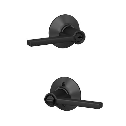 Schlage F51 V LAT 622 Latitude Door Lever Keyed Entry Lock Matte Black
