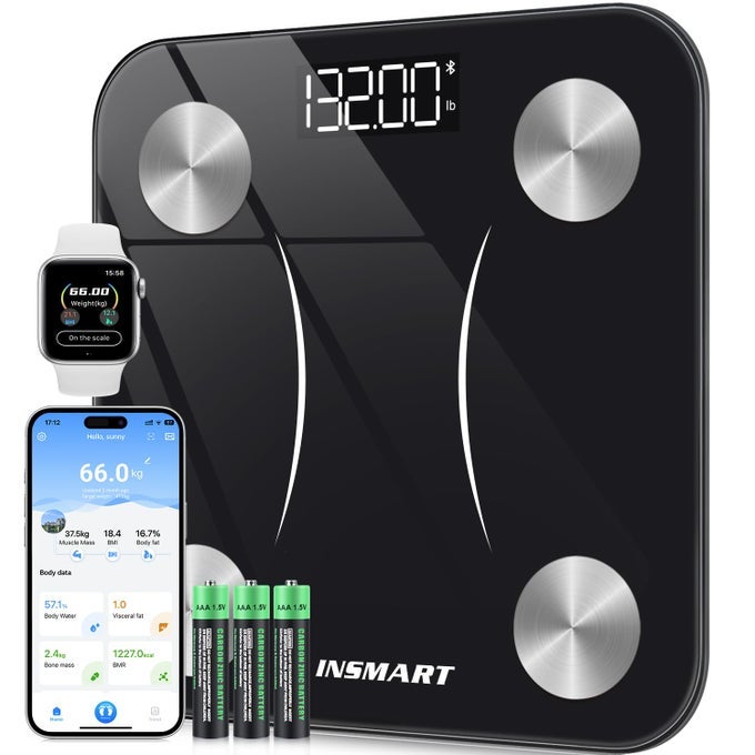 BLUETOOTH BODY FAT SCALES SMART DIGITAL BATHROOM WEIGHT WEIGHING SCALES FOR BODY COMPOSITION ANALYZER WITH SMART APP BODY COMPOSITION FITBIT SCALES FOR FITNESS STLBKG