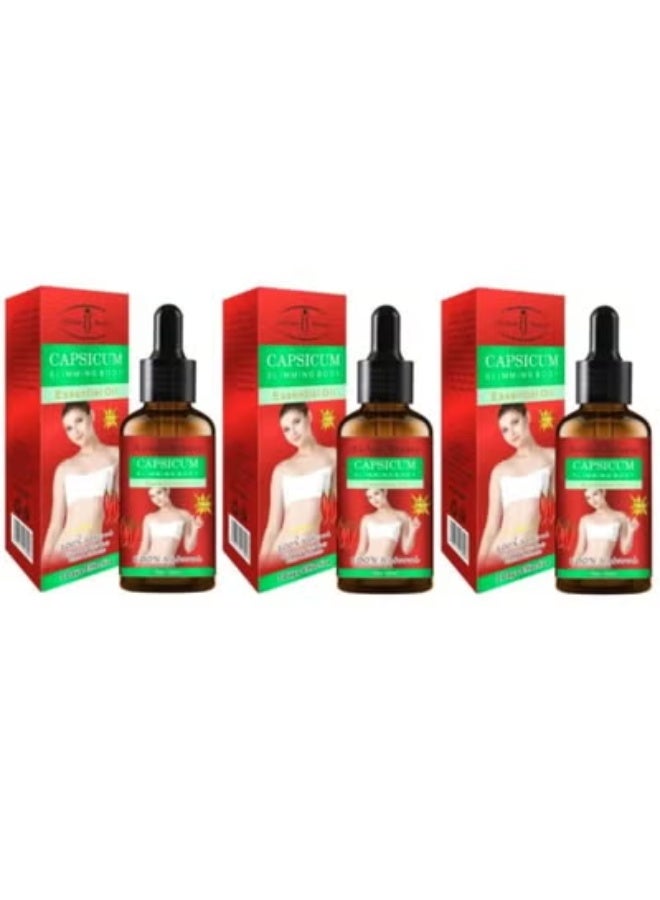 AICHUN 3 bottles of Capsicum essential oil for body slimming, transparent 30 milliliters - Image 1