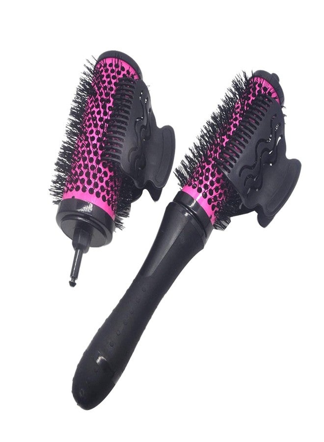 Fibroxify 6pcs/set Detachable Handle Hair Roller Brush with Positioning Clips Aluminum Ceramic Barrel Curler Comb for Fine, Thick Hair - Pink - Image 3