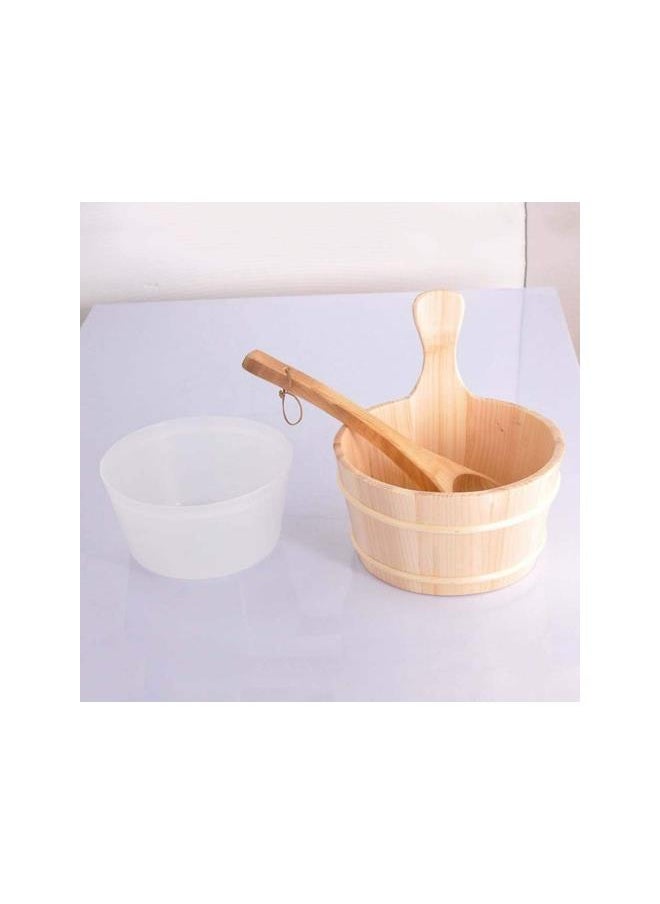 2pcs Sauna Wooden Bucket and Ladle Set Sauna Water Bucket Wood Ladle Kit Barrel Set Sauna Steam Water Accessories (Neutral Style)